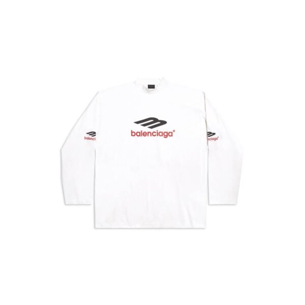 Balenciaga Men's 3b Sports Icon Long Sleeve T-Shirt Oversized In White/Black