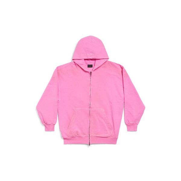 Balenciaga Paris Zip-up Hoodie Small Fit In Fluo Pink