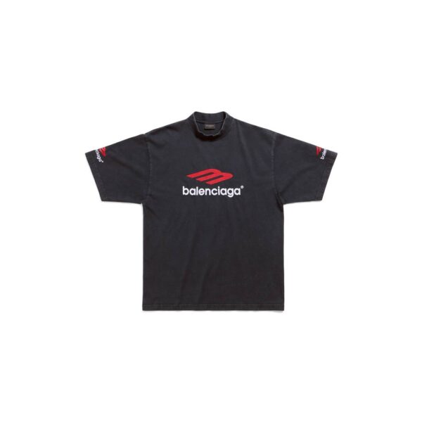 Balenciaga 3b Sports Icon T-Shirt Medium Fit In Black Faded