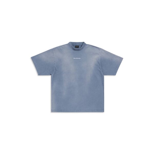 Balenciaga Back T-Shirt Medium Fit In Faded Blue
