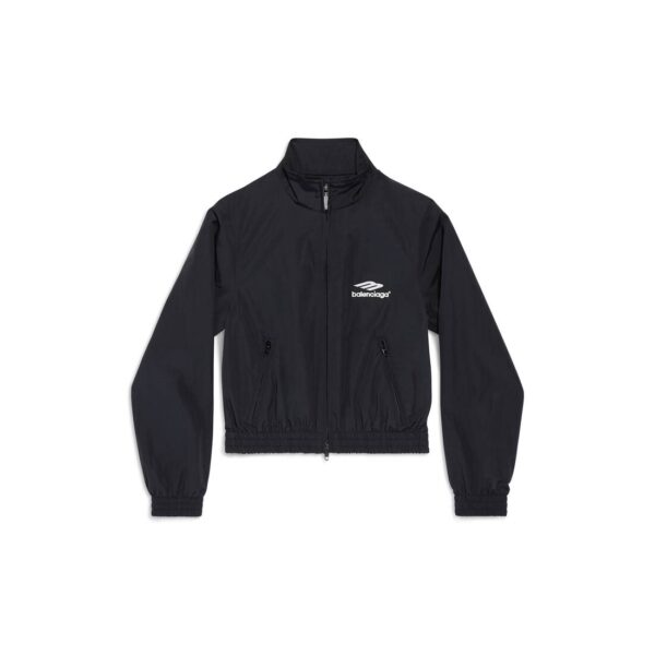 Balenciaga 3B Sports Icon Fitted Tracksuit Jacket in Black